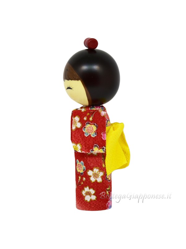 Kokeshi smile of girl with kimono