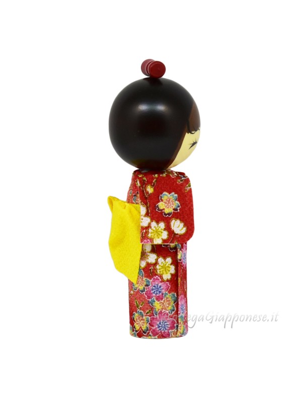 Kokeshi smile of girl with kimono