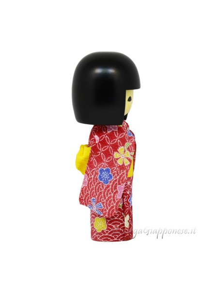 Kokeshi smile doll in furisode kimono