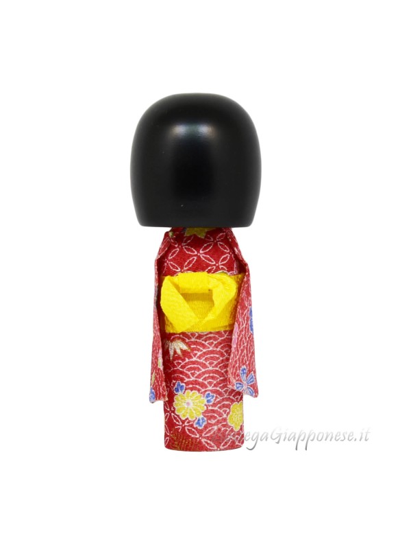 Kokeshi smile doll in furisode kimono