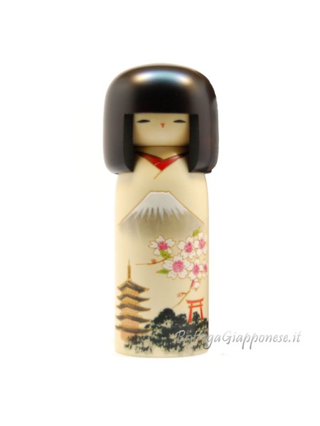 Kokeshi Fujisan white Artisan Kokeshi 