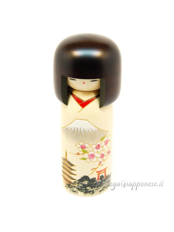 Kokeshi Fujisan white Artisan Kokeshi 