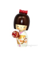 Kokeshi Temari girl with white kimono