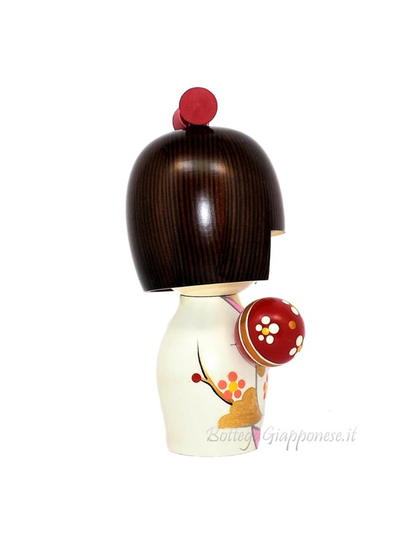 Kokeshi Temari girl with white kimono