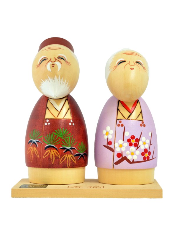 Kokeshi couple Jufuku long life and happiness