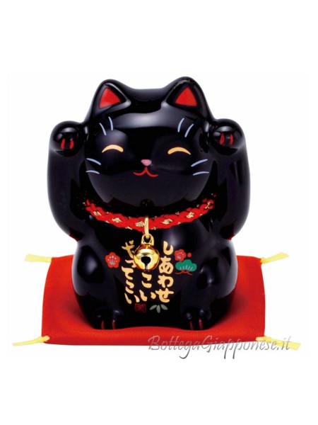 Maneki neko come come happiness (black)