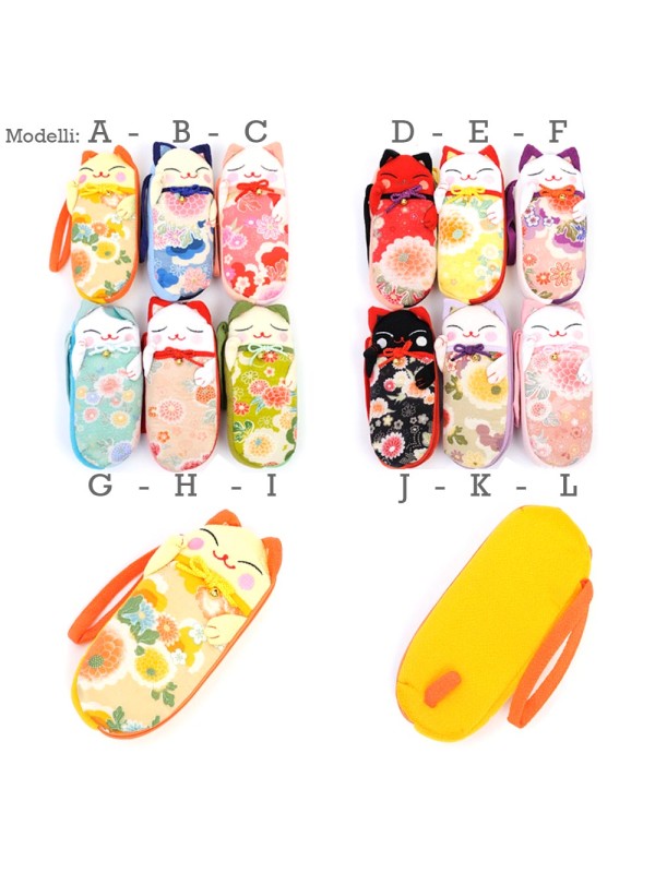 Maneki Neko chirimen fabric case