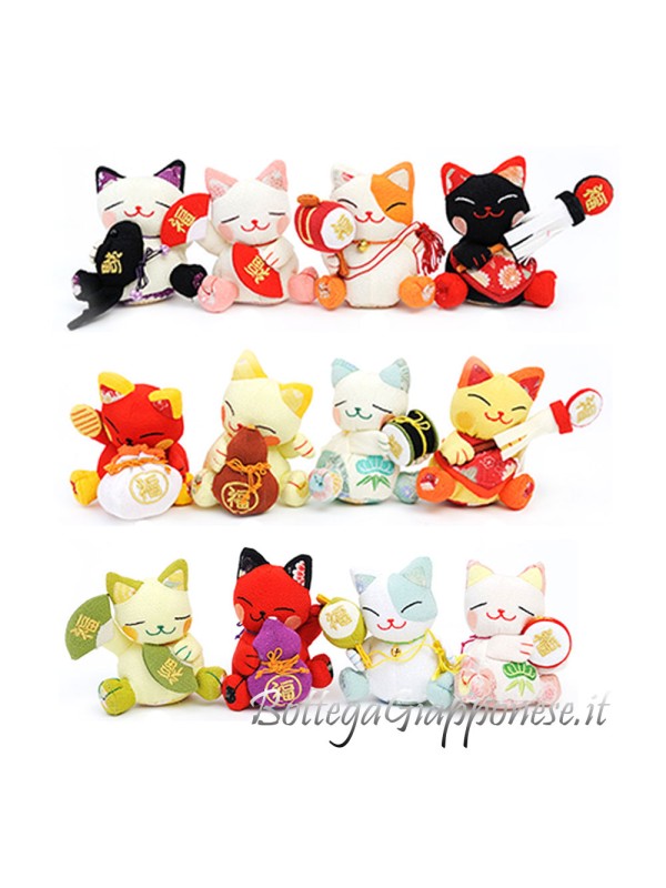 Maneki Neko chirimen fabric lucky charm