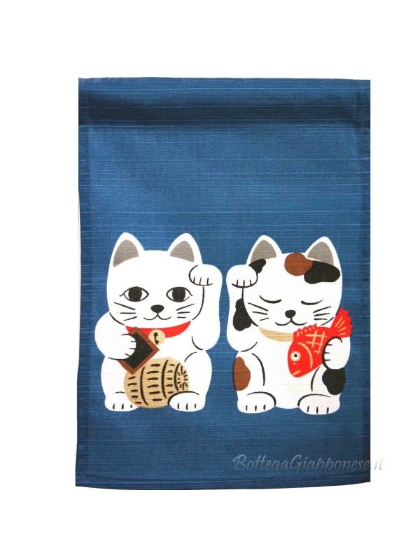 Noren short Japanese curtain motif 7 neko