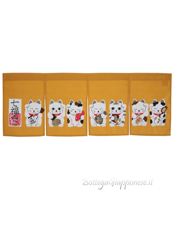 Noren short Japanese curtain motif 7 neko (y)