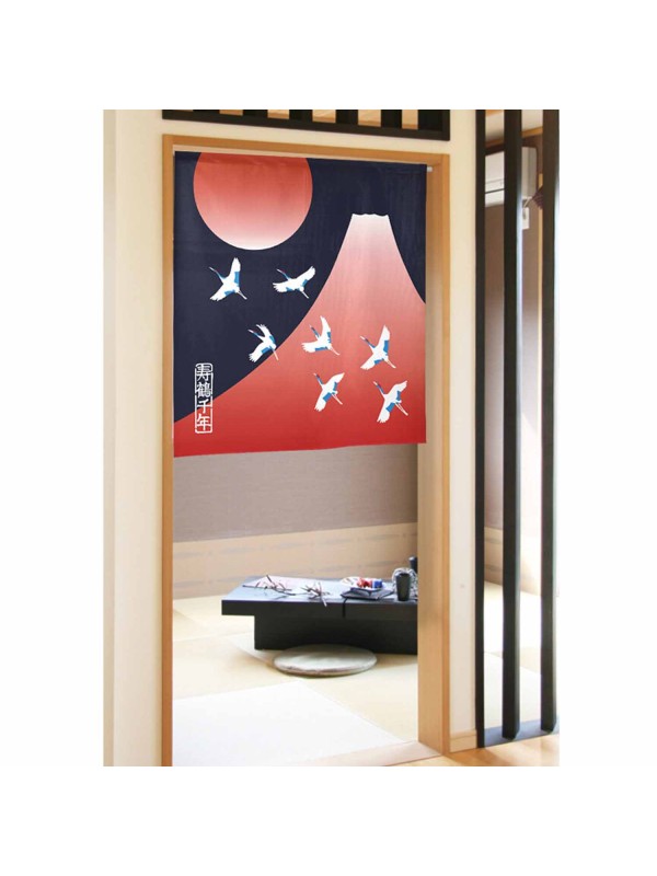 Noren Japanese tent Crane in flight (size 85x90)