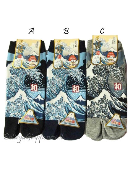 Tabi flip-flop socks with Wave and Fuji design (tag.L) B