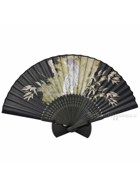 Sensu Tiger Japanese black fan