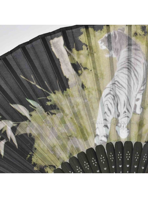 Sensu Tiger Japanese black fan