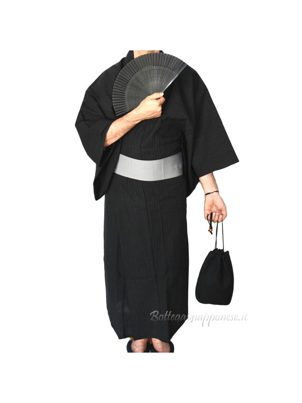 Black yukata with 4 accessories included (LL)