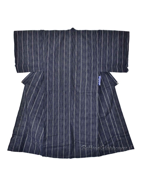 Yukata Men's blue set with kaku obi (XXL)