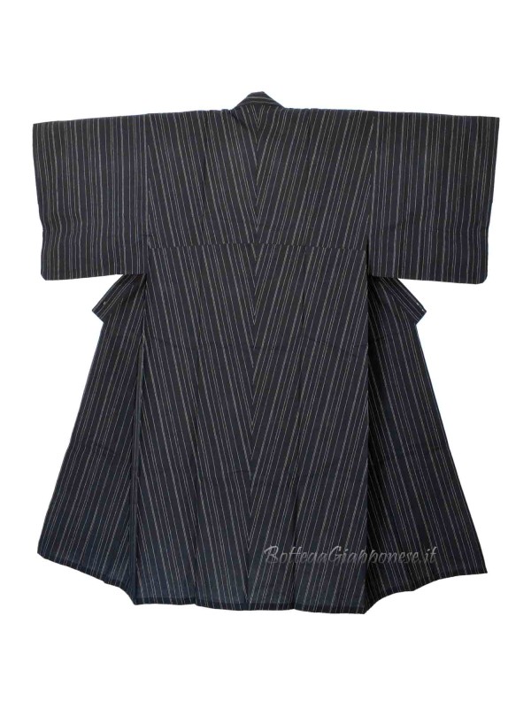 Black striped yukata con 4 accessories included (LL)