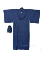 Black striped yukata with 4 accessories included (LL)