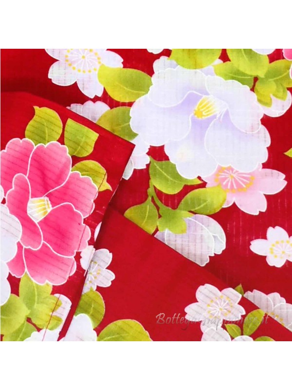 Yukata flower design [Botan] red