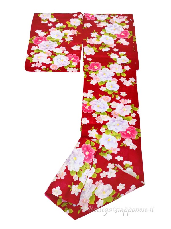 Yukata flower design [Botan] red