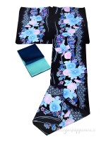 Yukata dark blue flower design [Kiku]