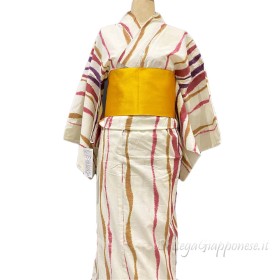 White yukata with mixed color curved lines