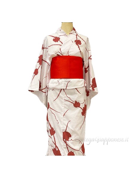 White yukata with leaf design [shiro]